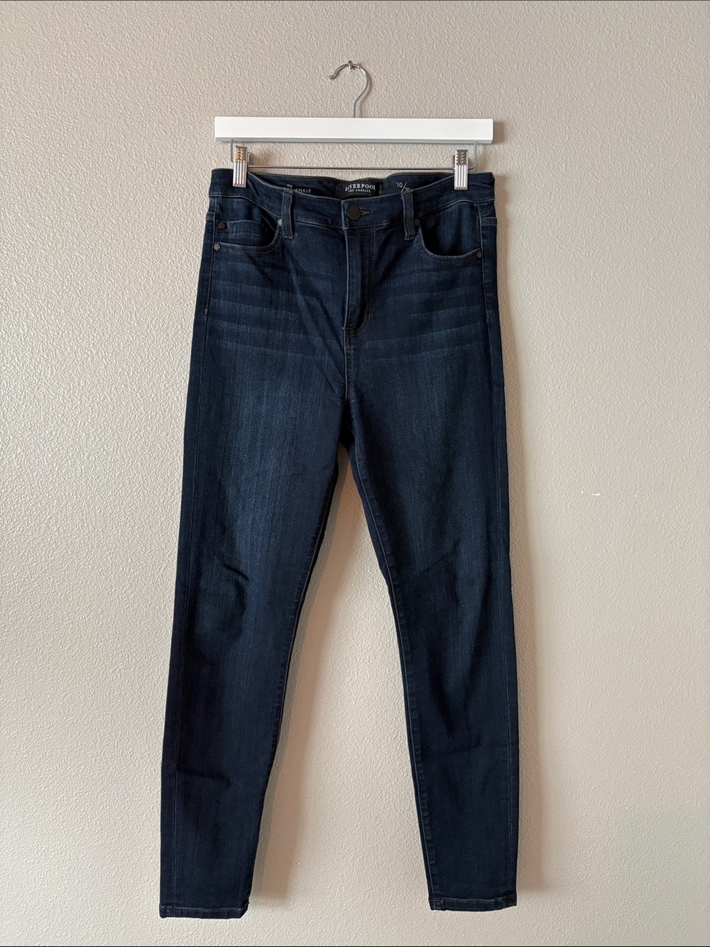Liverpool high rise ankle jeans 10 dark stretch